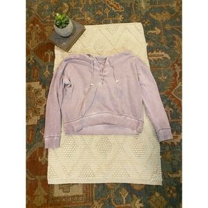 American Eagle Lace-Up Hoodie (Dusty Lilac), Size Medium/Large